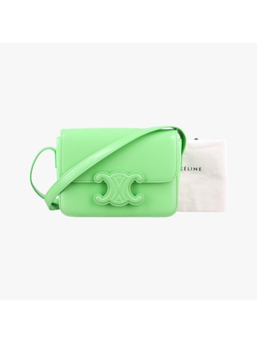 Celine Teen Triomphe Green Leather